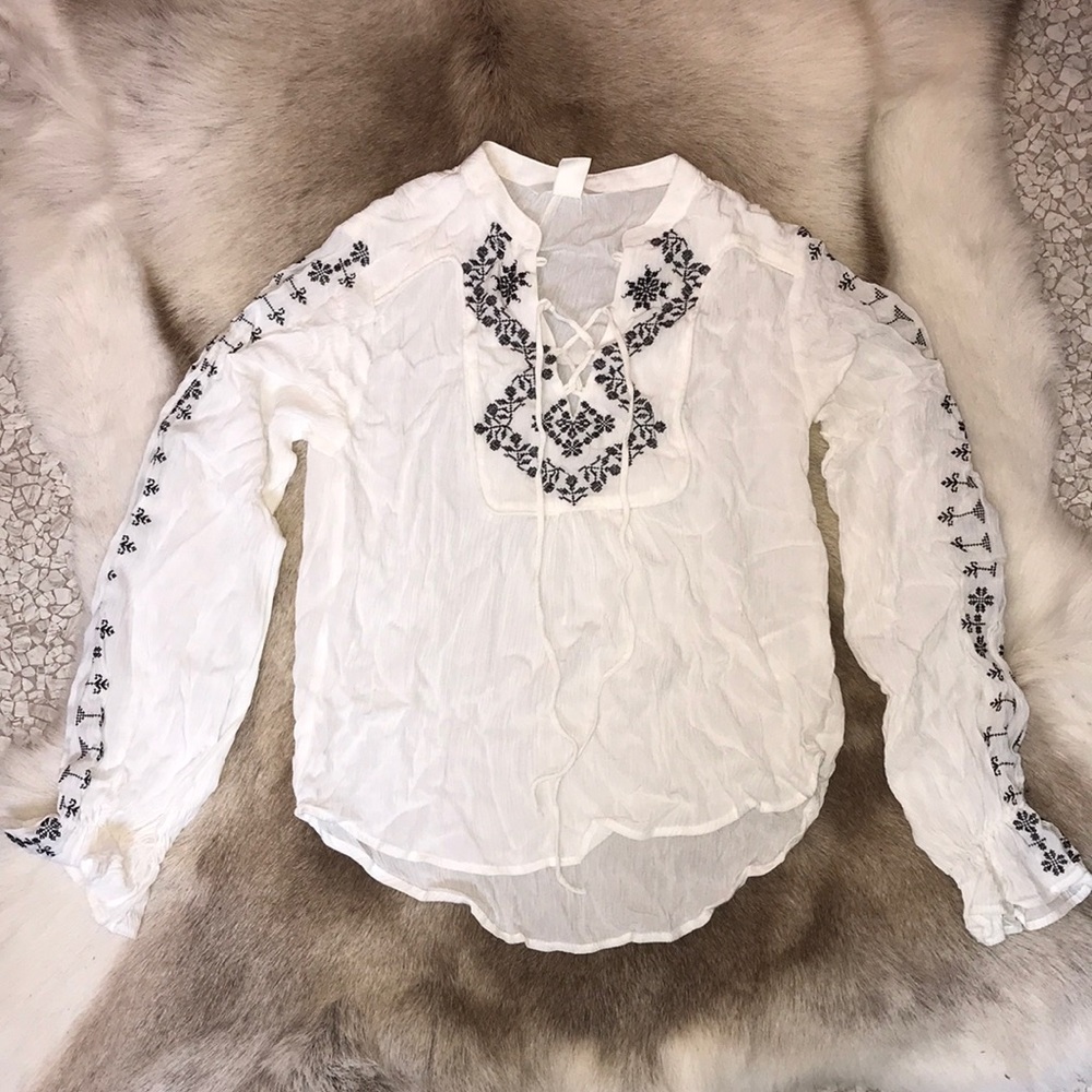 H&M Embroidered Boho Top